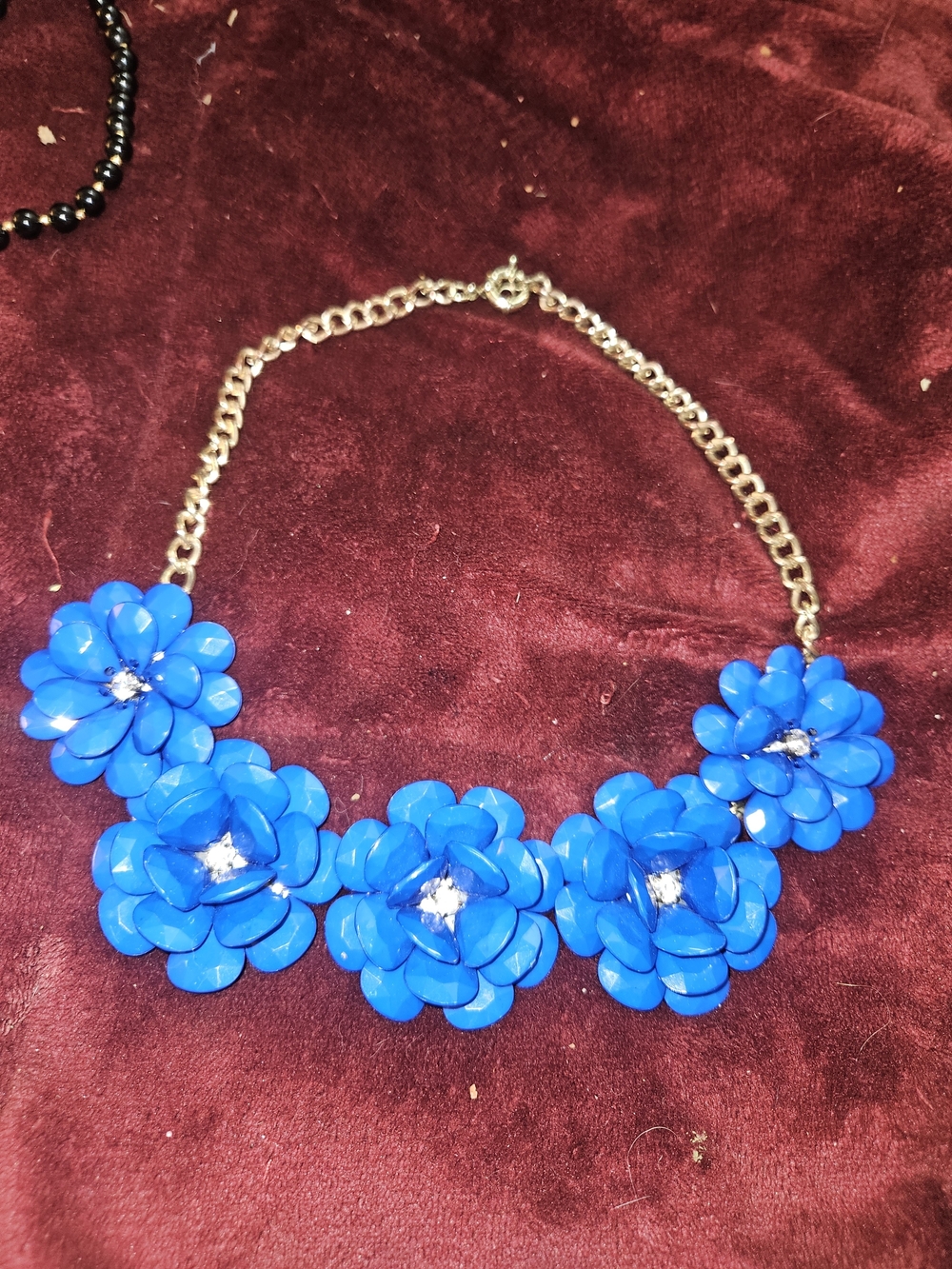 Vintage Natasha Blue Floral Statement Necklace - Women's Jewelry